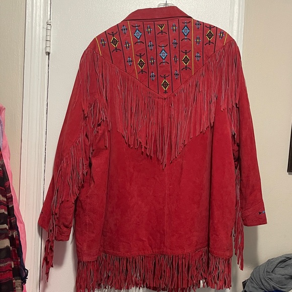 Lew Magram Red Fringe Jacket with beautiful Embroidered Details. Women’s 3XL - Picture 6 of 7